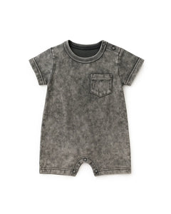 Acid Wash Shortie Romper - Black