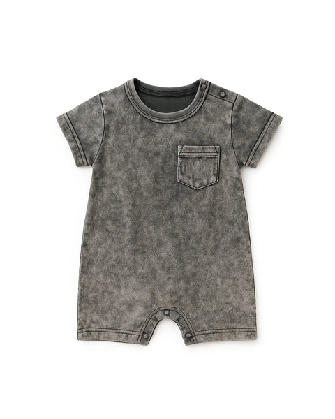 Acid Wash Shortie Romper - Black