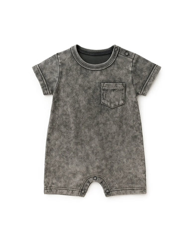 Acid Wash Shortie Romper - Black