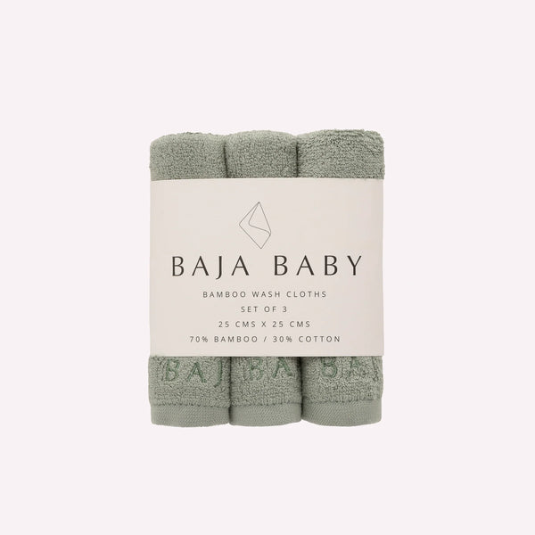 Bamboo/Cotton Wash Cloths 3 Pack - Sage