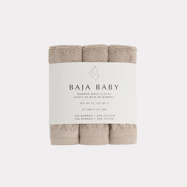 Bamboo/Cotton Wash Cloths 3 Pack - Taupe