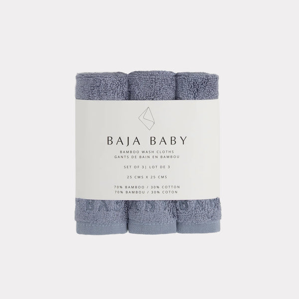 Bamboo/Cotton Wash Cloths 3 Pack - True Blue