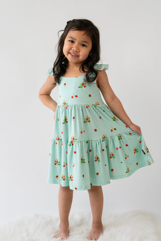 Ruffled Strap Tiered Dress - Strawberry Garden