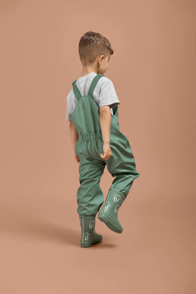 Khaki Kids Waterproof Rain Dungarees