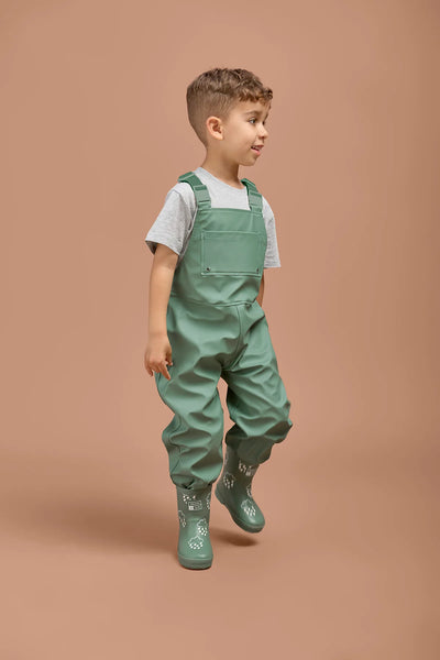 Khaki Kids Waterproof Rain Dungarees
