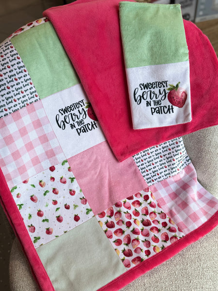 Minky Blanket - Strawberry / Red