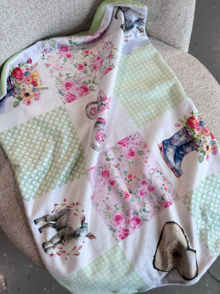 Minky Blanket - Farm Girl / Green