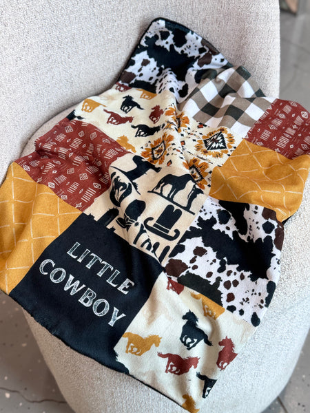 Minky Blanket - Little Cowboy / Black