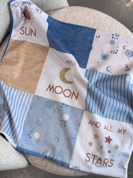 Minky Blanket - Moon & Stars / Blue