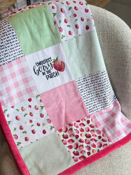 Minky Blanket - Strawberry / Red