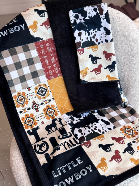 Minky Blanket - Little Cowboy / Black