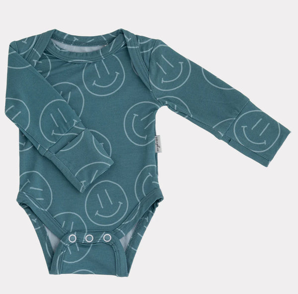 Long Sleeve Onesie - Teal Smiles