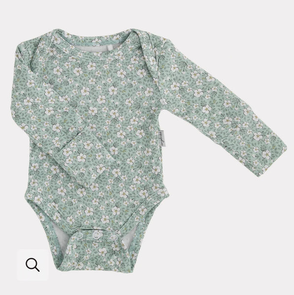 Long Sleeve Bamboo Onesie - Winter Flower