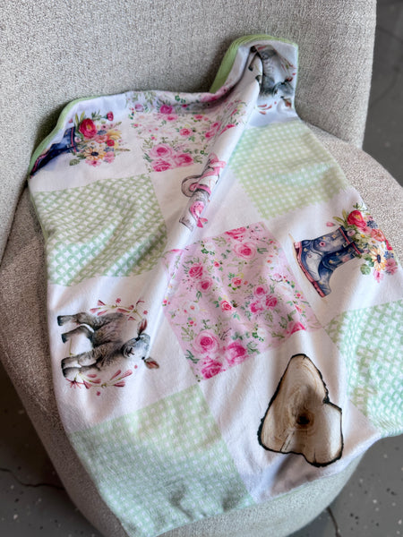Minky Blanket - Farm Girl / Green