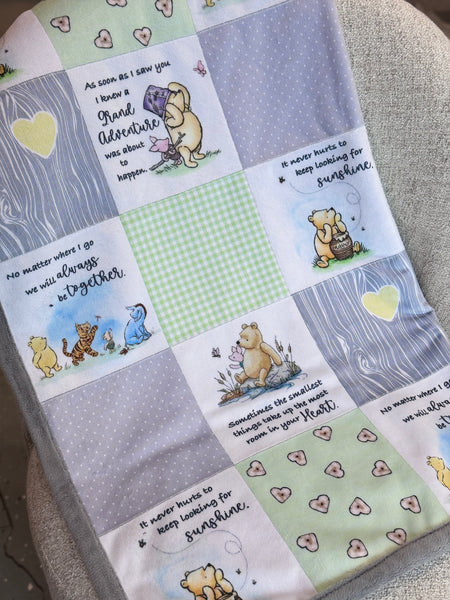 Minky Blanket - Winnie the Pooh / Grey