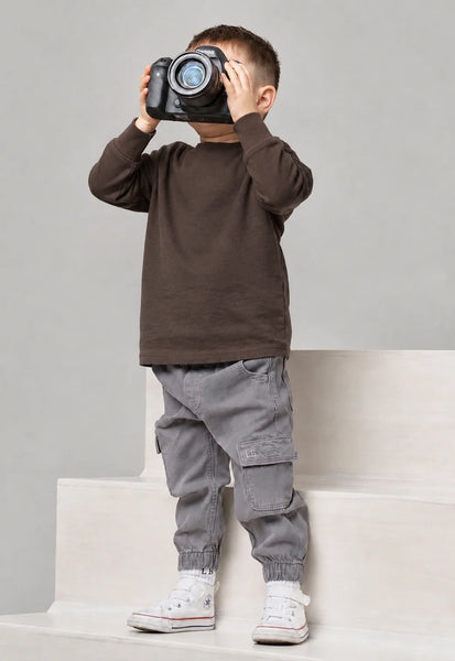 Long Sleeve Elevated Tee - Brown