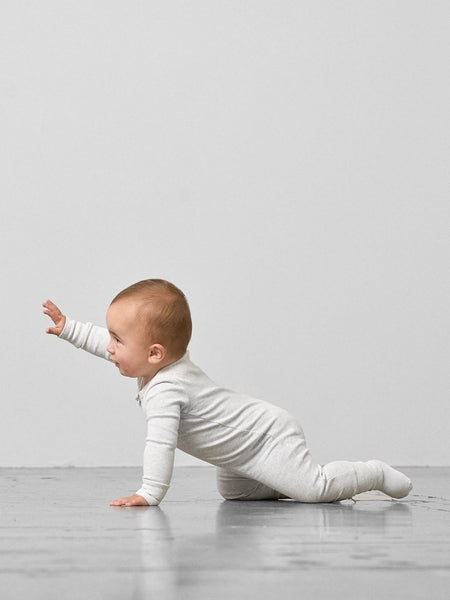 2-Way Zip Romper- Light Heather Grey