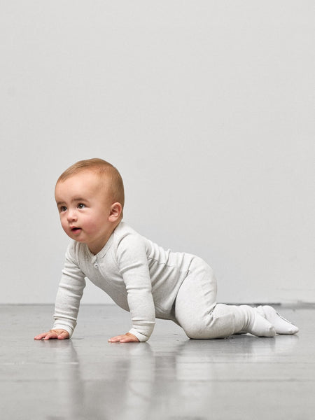 2-Way Zip Romper- Light Heather Grey