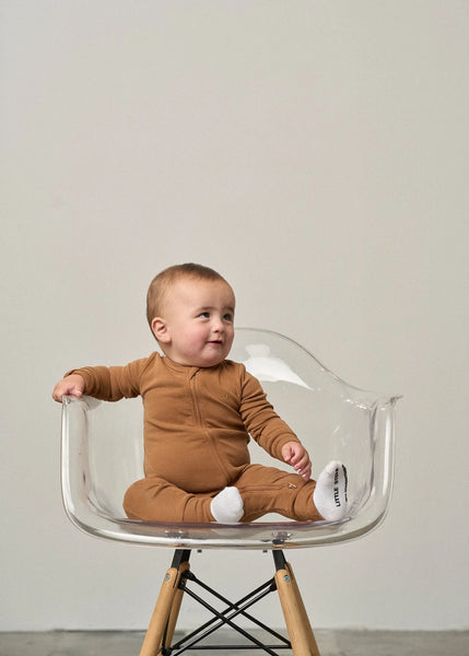 2-Way Zip Romper- Chestnut