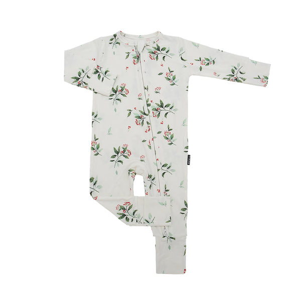 Bamboo Zipper Sleeper - Holly Berries