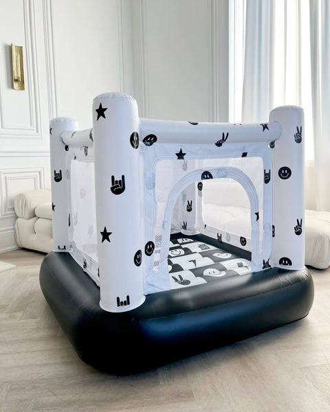 Magic Bounce House – Mini Cordless Indoor Bouncer (Monochrome Smiley)