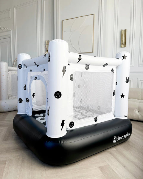 Magic Bounce House – Mini Cordless Indoor Bouncer (Monochrome Smiley)