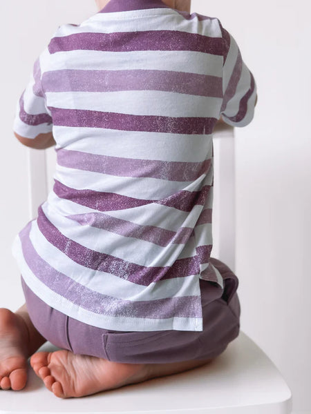 Watercolor Striped Classic Tee - Dusty Plum