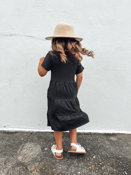 Tiered Jersey Dress - Black