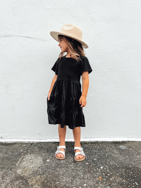 Tiered Jersey Dress - Black