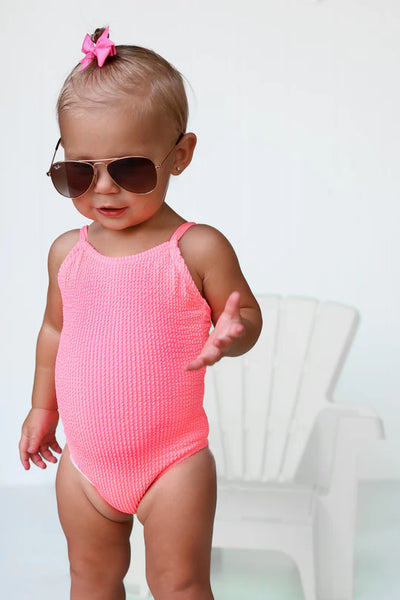 Girl's One-Piece Swimsuit - Neon Pink