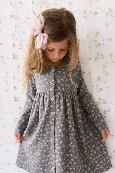 Organic Cotton Poppy Dress - Rosalie Floral Lava