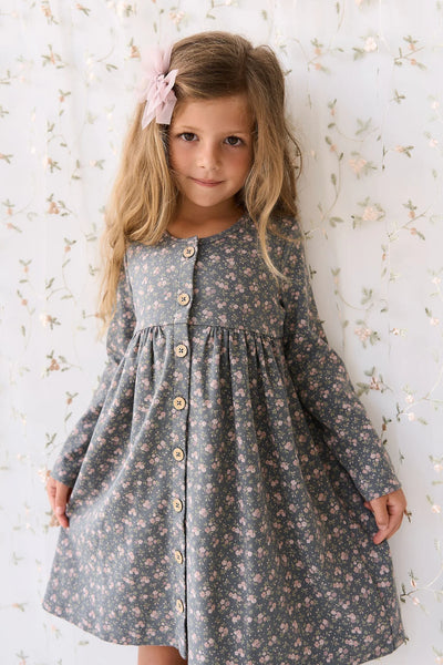 Organic Cotton Poppy Dress - Rosalie Floral Lava