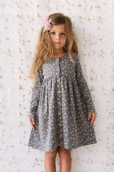 Organic Cotton Poppy Dress - Rosalie Floral Lava