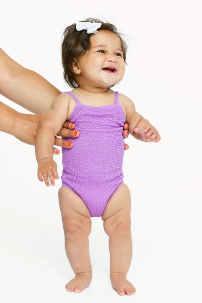 Girl's One-Piece Swimsuit - Neon Purple