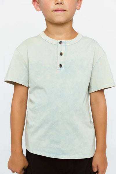 Jersey Henley Tee - Green Wash