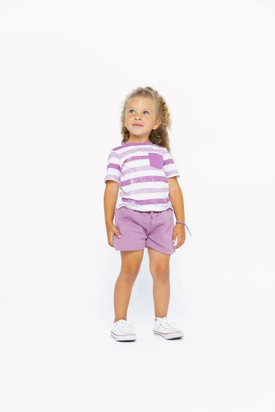 Watercolor Striped Classic Tee - Dusty Plum