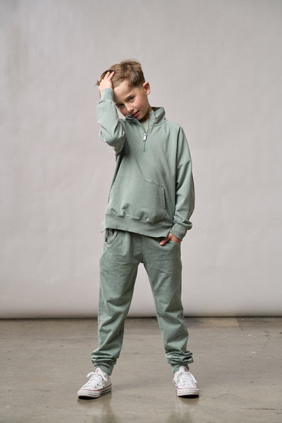 Quarter Zip Pullover - Basil Wash