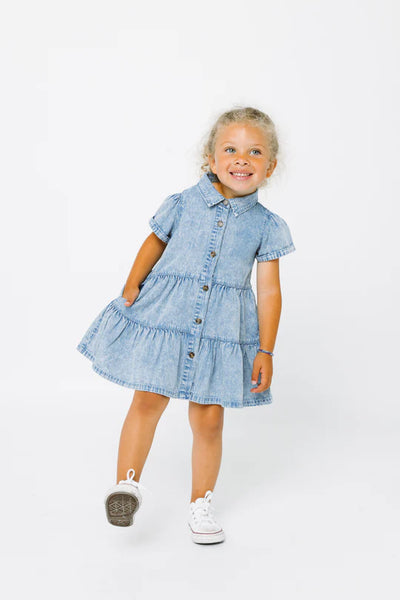 Short Sleeve Chambray Dress