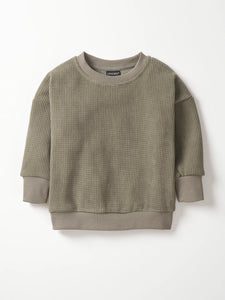 Elevated Waffle Crewneck - Army Green