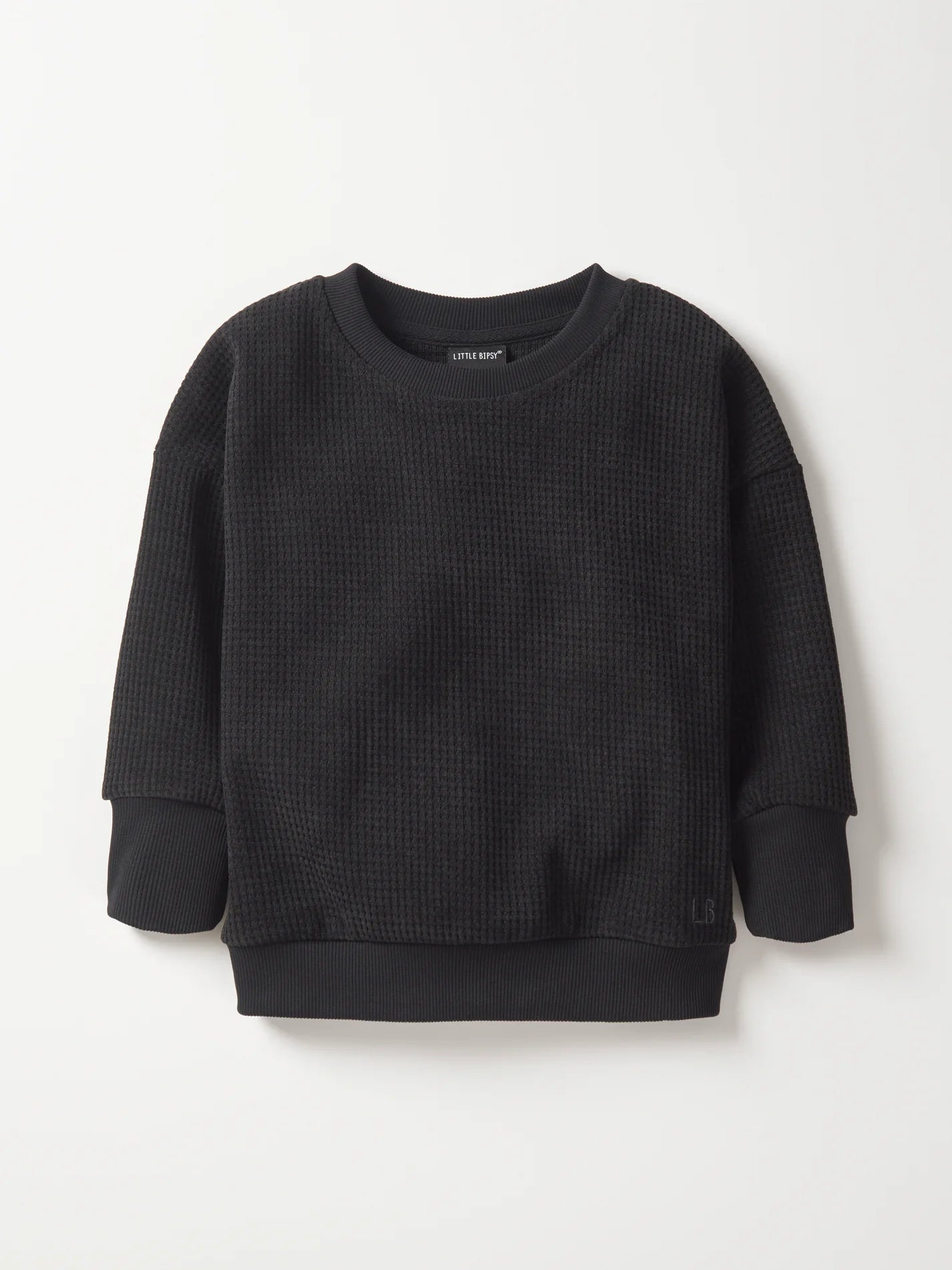 Elevated Waffle Crewneck - Black