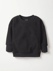 Elevated Waffle Crewneck - Black