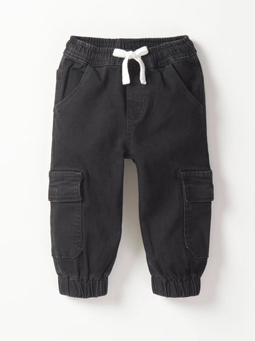 Cargo Denim Jogger - Black Wash