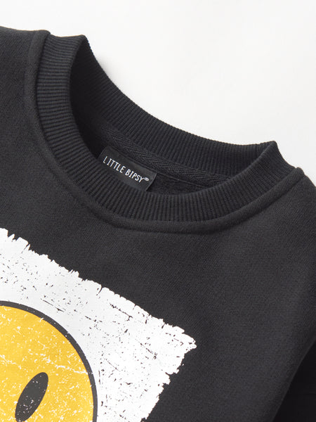 Smiley Elevated Crewneck - Black