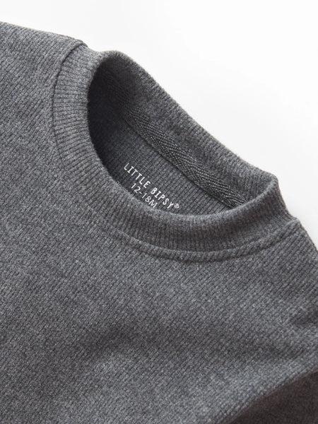 Long Sleeve Ribbed Tee - Heathered Charcoal