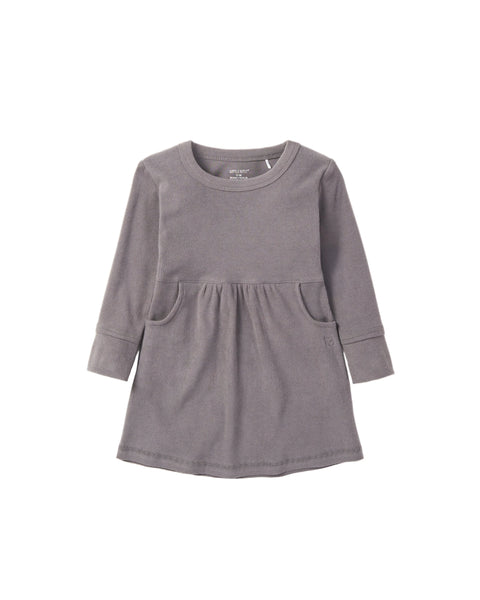 Long Sleeve Ribbed Dress - Graphite