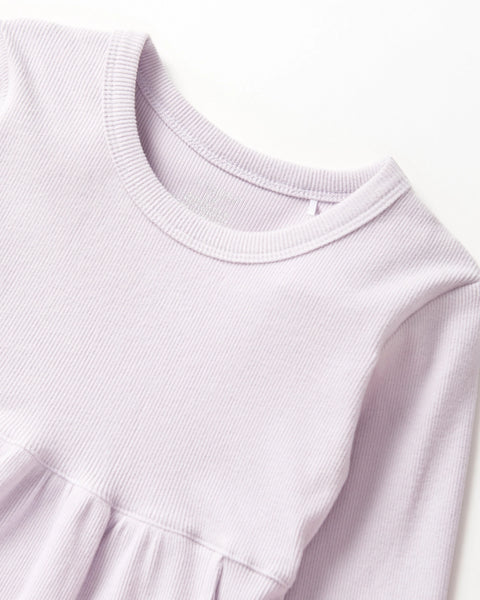 Long Sleeve Ribbed Dress - Lilac