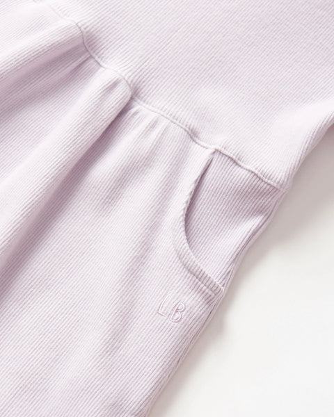 Long Sleeve Ribbed Dress - Lilac