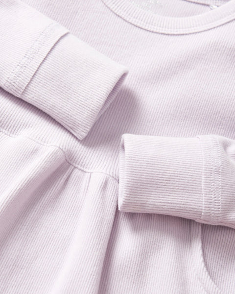 Long Sleeve Ribbed Dress - Lilac