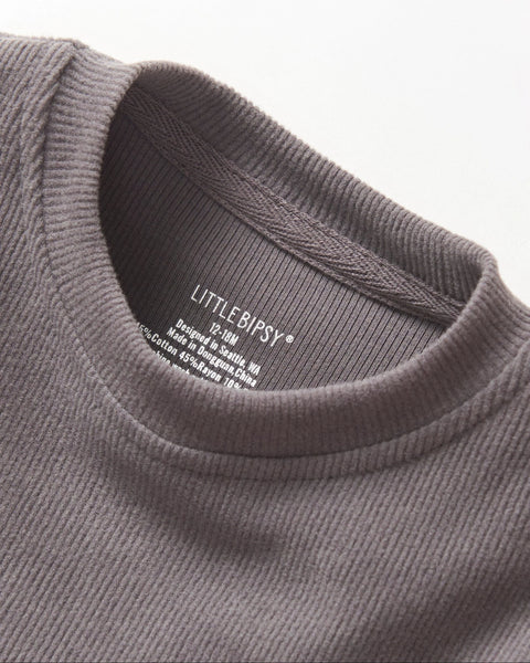 Long Sleeve Ribbed Tee - Graphite