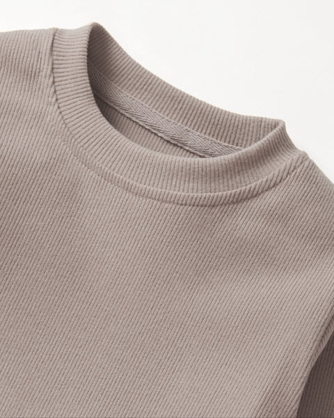 Long Sleeve Ribbed Tee - Mushroom